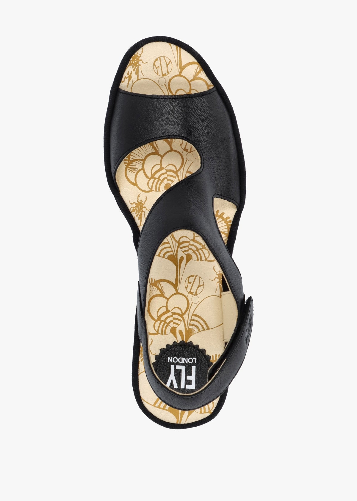 Yoxa Black Leather Wedge Sandals