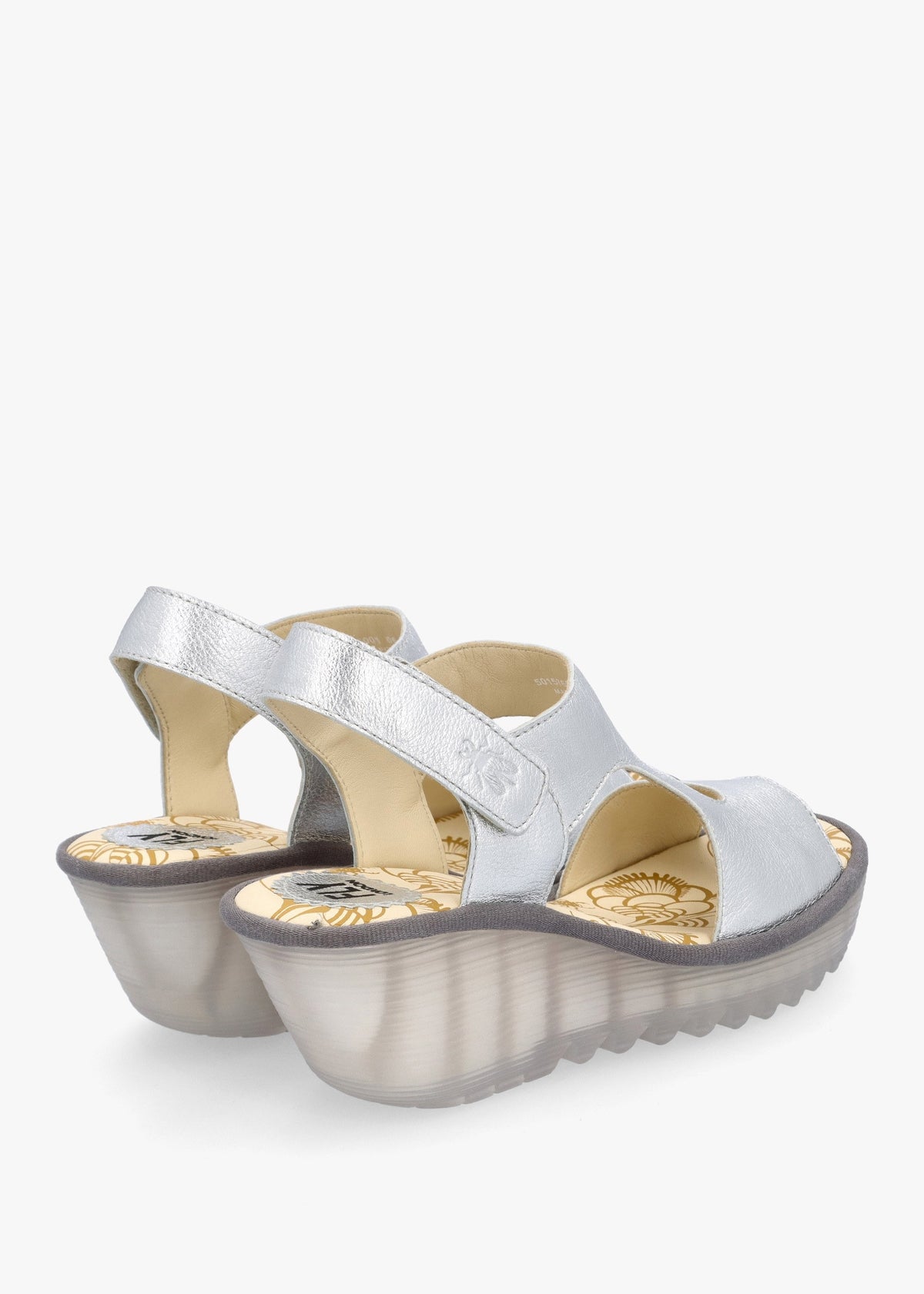 Yoxa Silver Leather Wedge Sandals