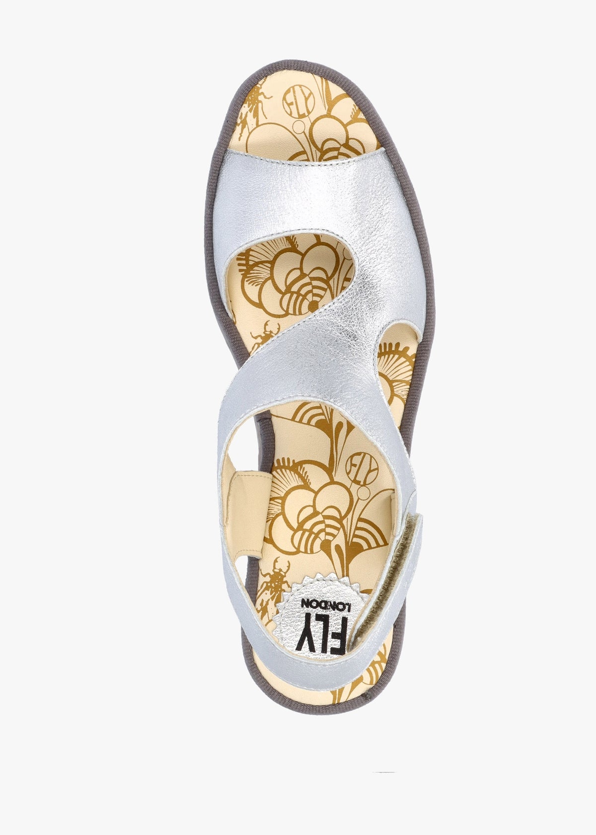 Yoxa Silver Leather Wedge Sandals