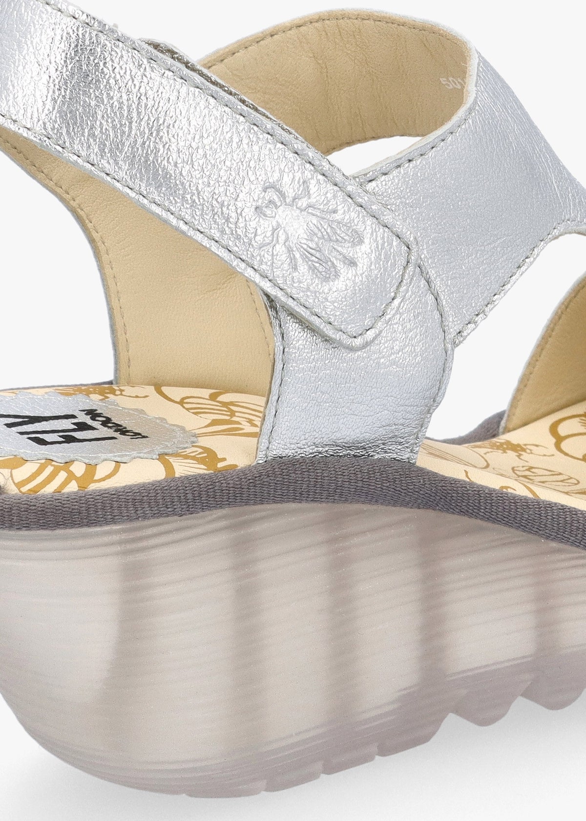 Yoxa Silver Leather Wedge Sandals