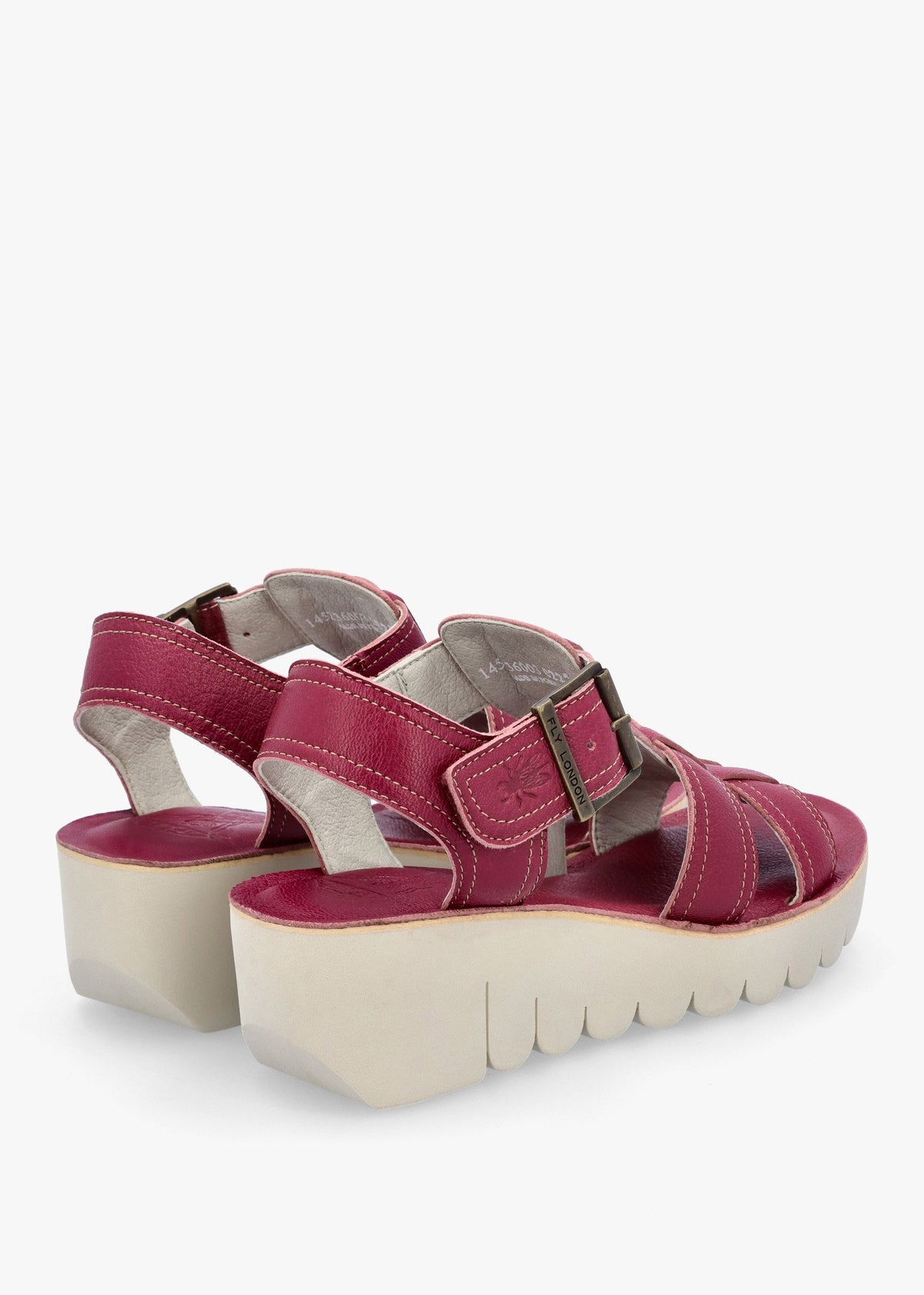 Yudd Berry Leather Wedge Sandals