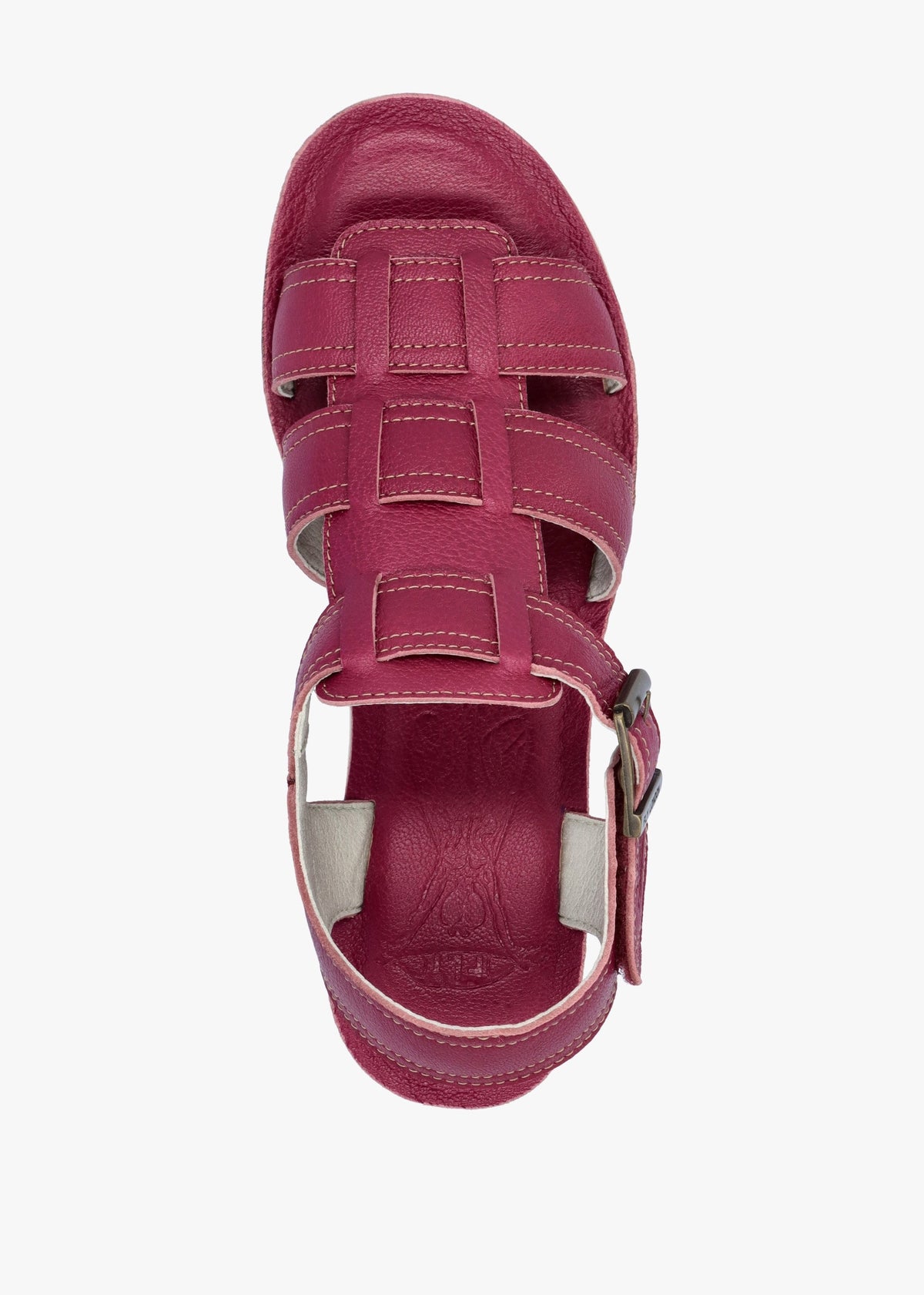 Yudd Berry Leather Wedge Sandals