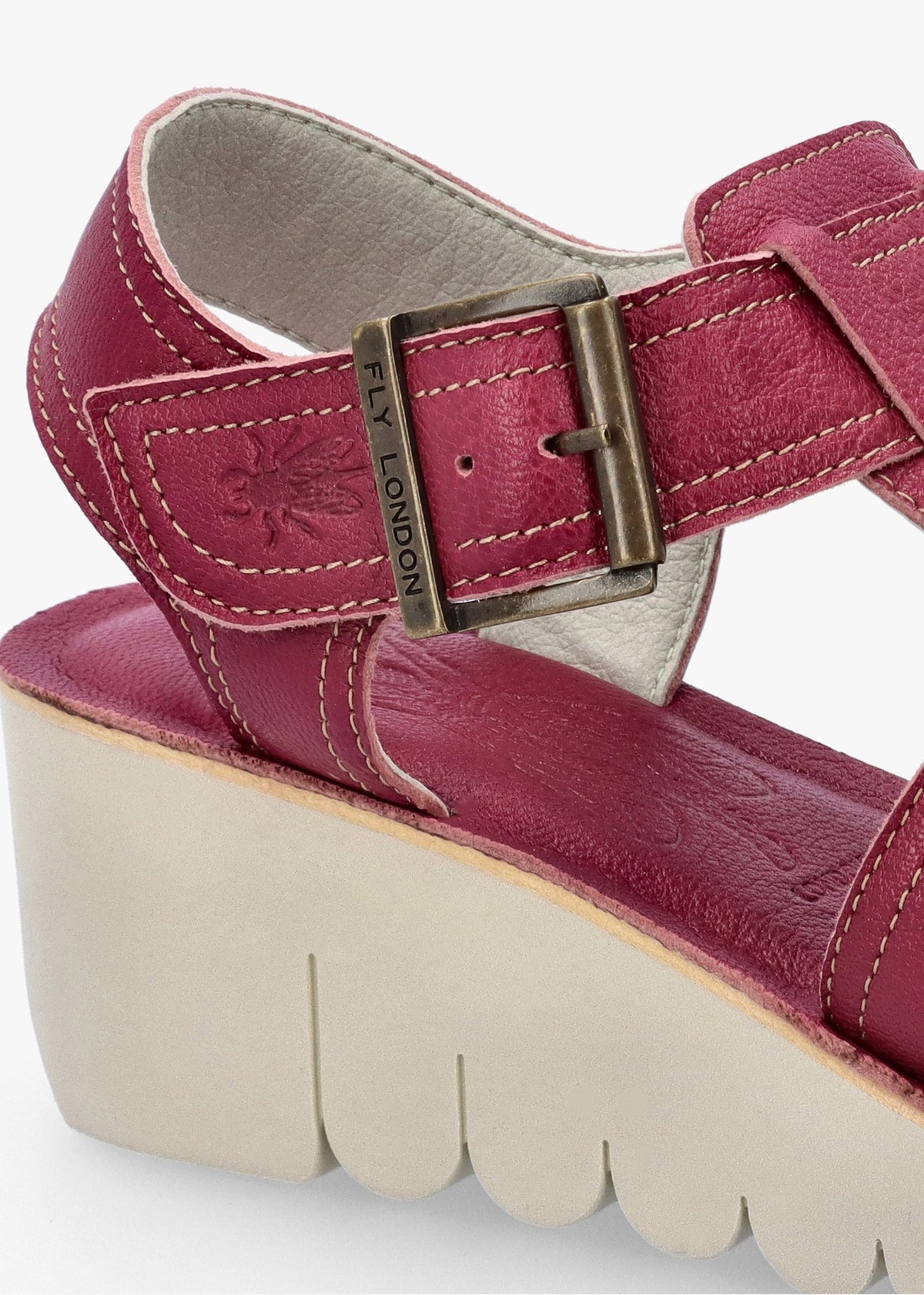 Yudd Berry Leather Wedge Sandals