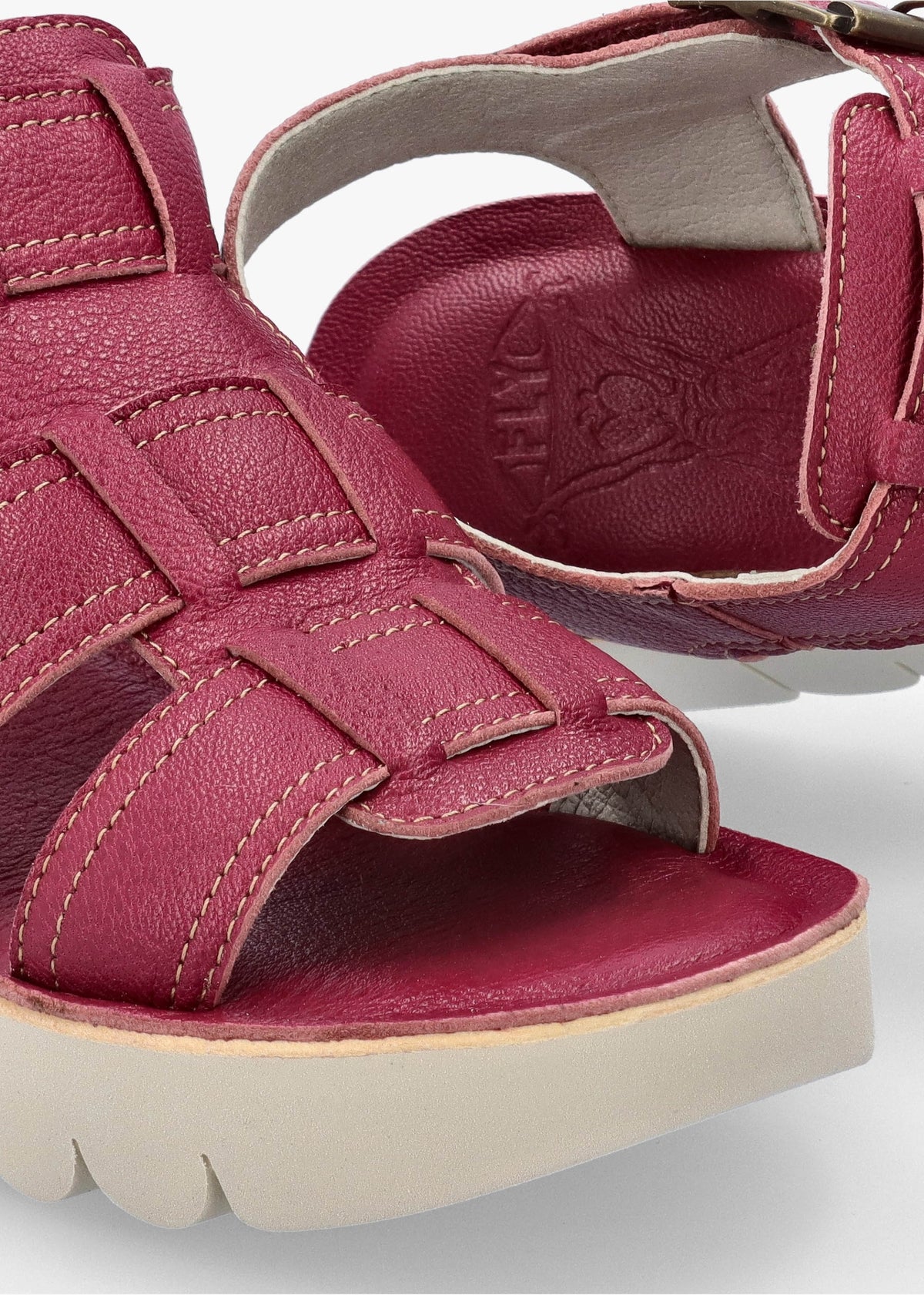 Yudd Berry Leather Wedge Sandals
