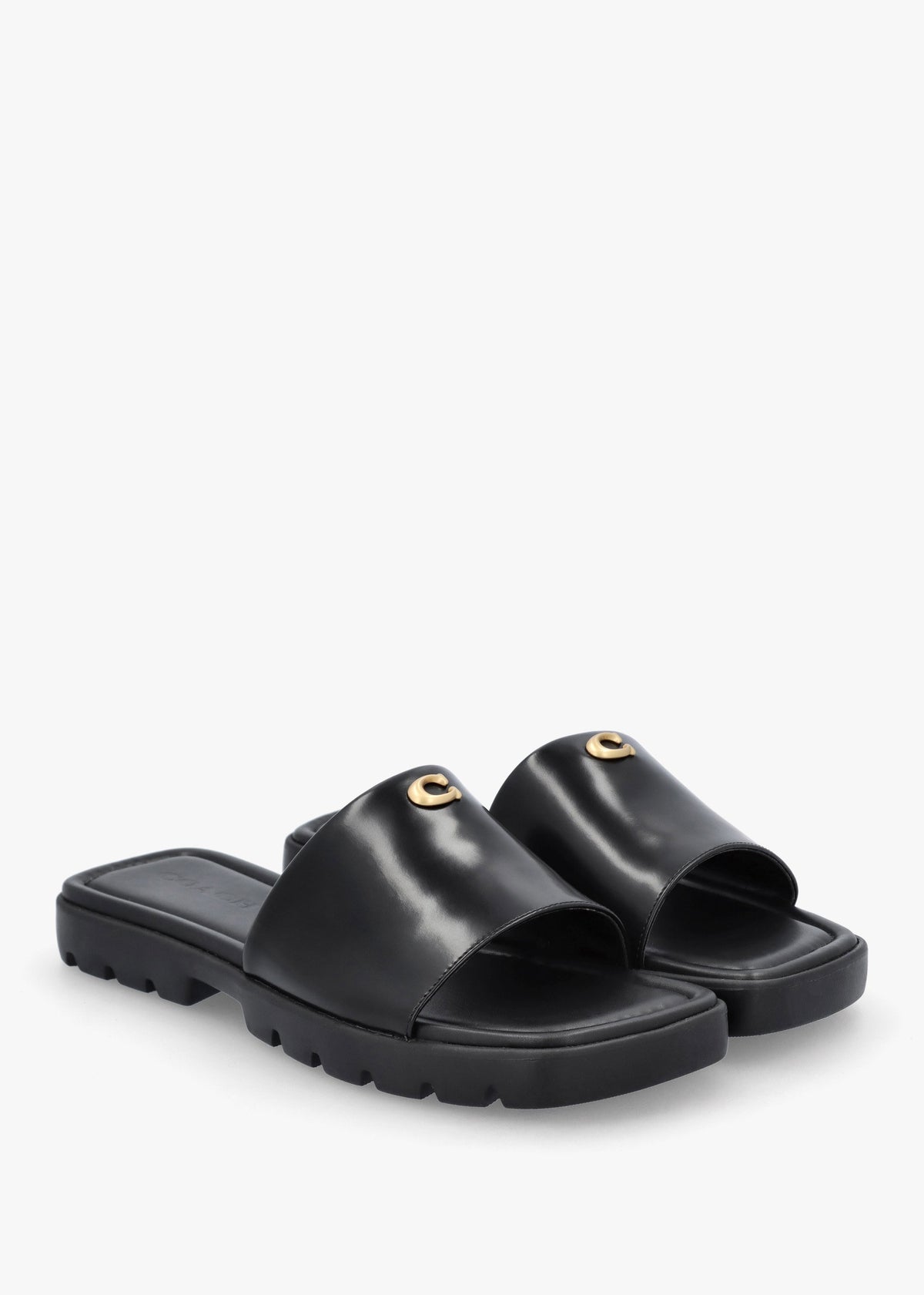 Florence Black Leather Flat Mules