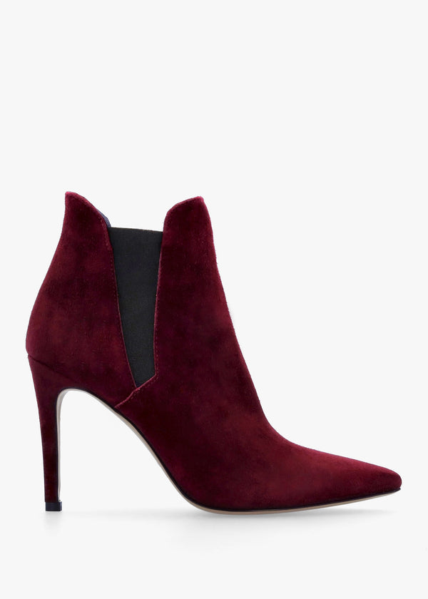 Adril Burgundy Suede Ankle Boots