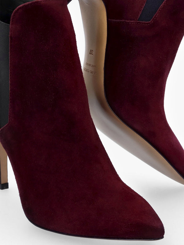 Adril Burgundy Suede Ankle Boots