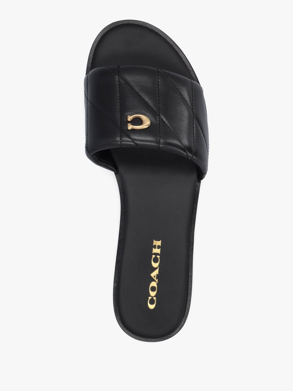 Holly Quilted Black Leather Flat Mules