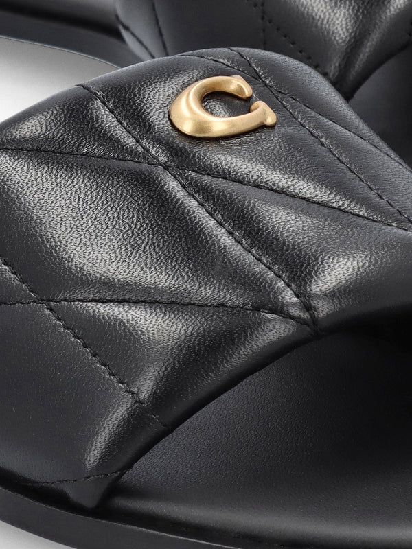 Holly Quilted Black Leather Flat Mules
