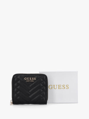 Anning Quilted Black Zip Around Wallet