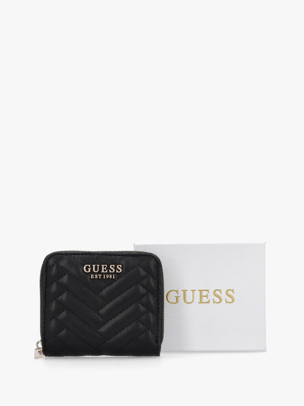 Anning Quilted Black Zip Around Wallet