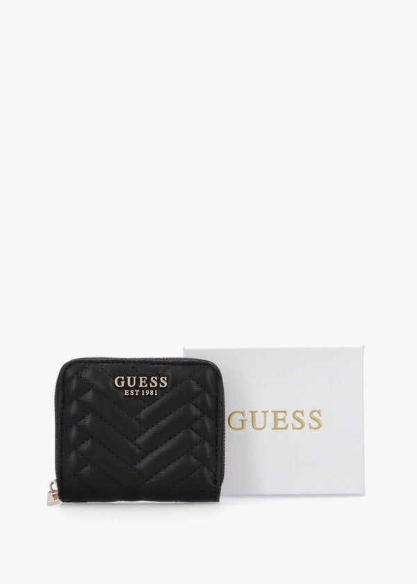 Anning Quilted Black Zip Around Wallet