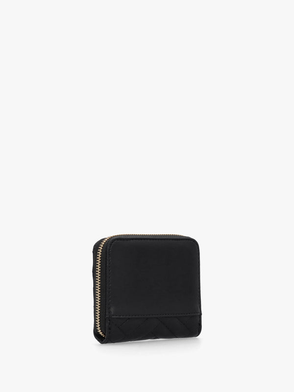 Anning Quilted Black Zip Around Wallet