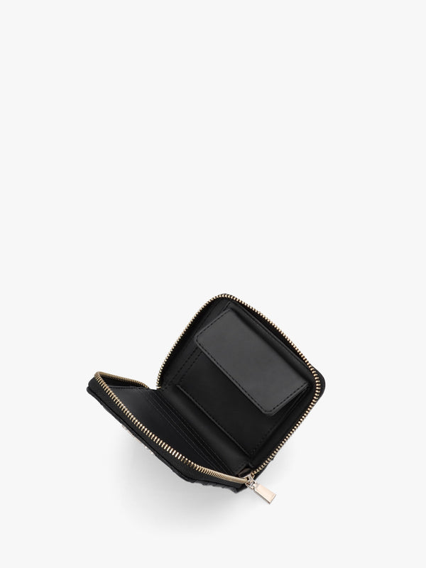 Anning Quilted Black Zip Around Wallet