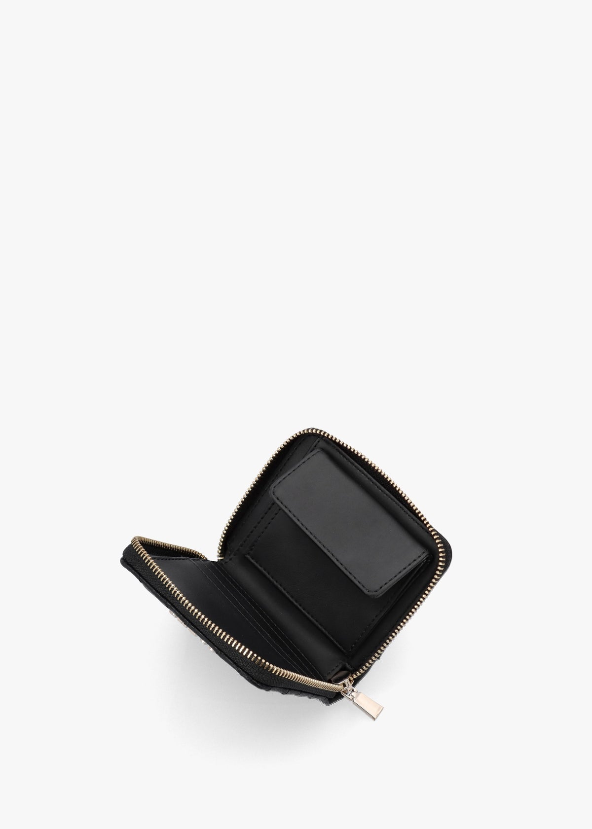 Anning Quilted Black Zip Around Wallet