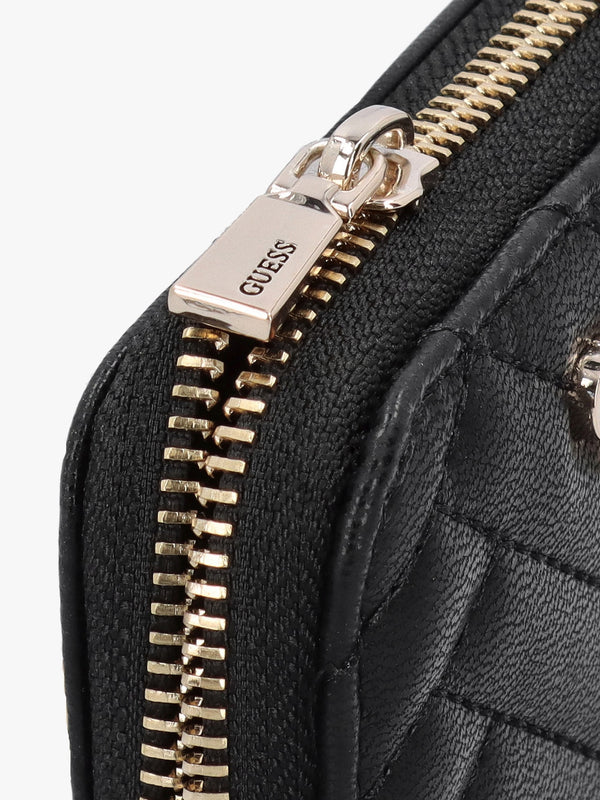 Anning Quilted Black Zip Around Wallet