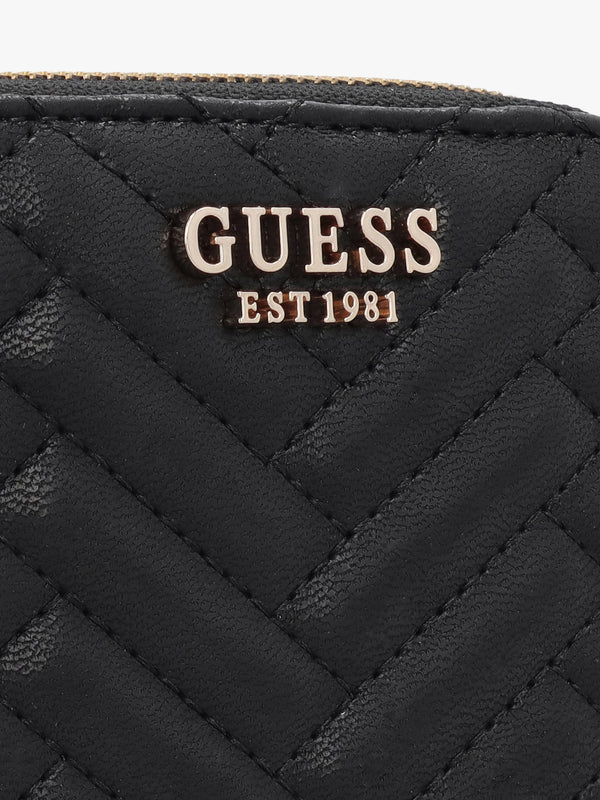 Anning Quilted Black Zip Around Wallet