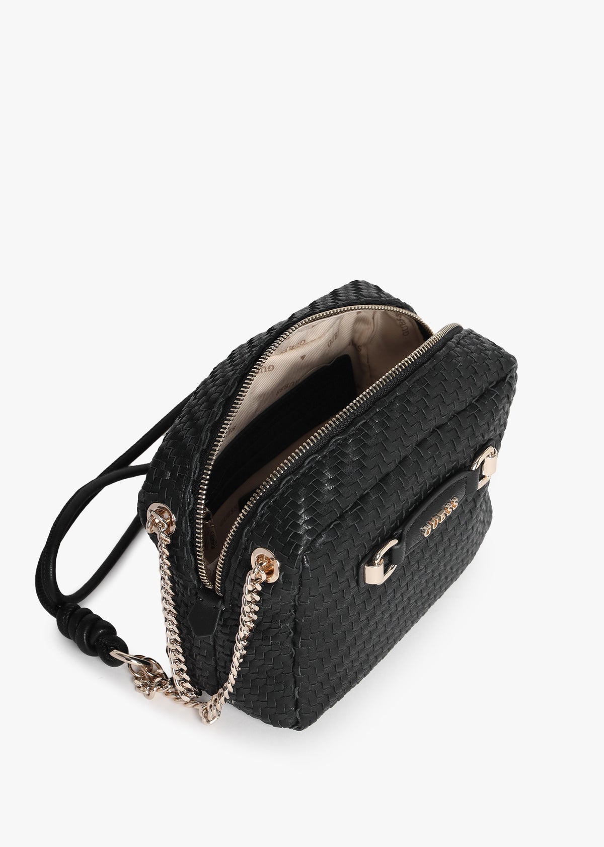 Francy Woven Black Camera Cross-Body Bag