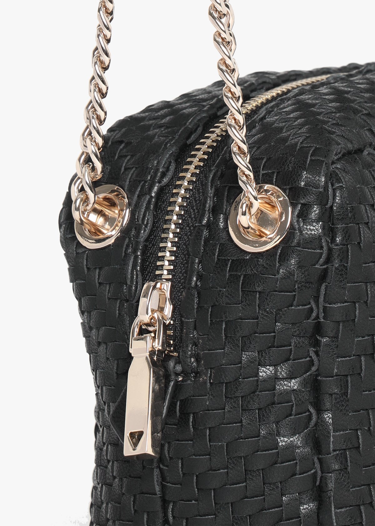 Francy Woven Black Camera Cross-Body Bag