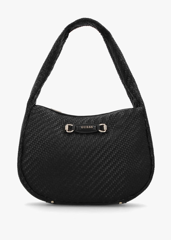 Francy Woven Black Hobo Bag