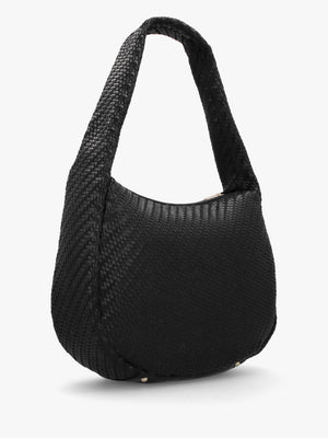 Francy Woven Black Hobo Bag