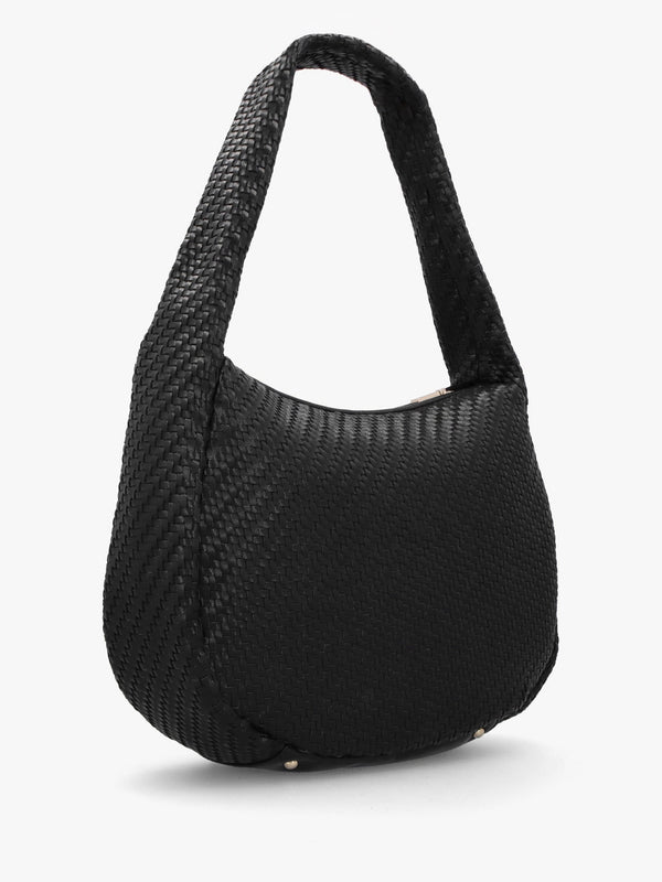 Francy Woven Black Hobo Bag