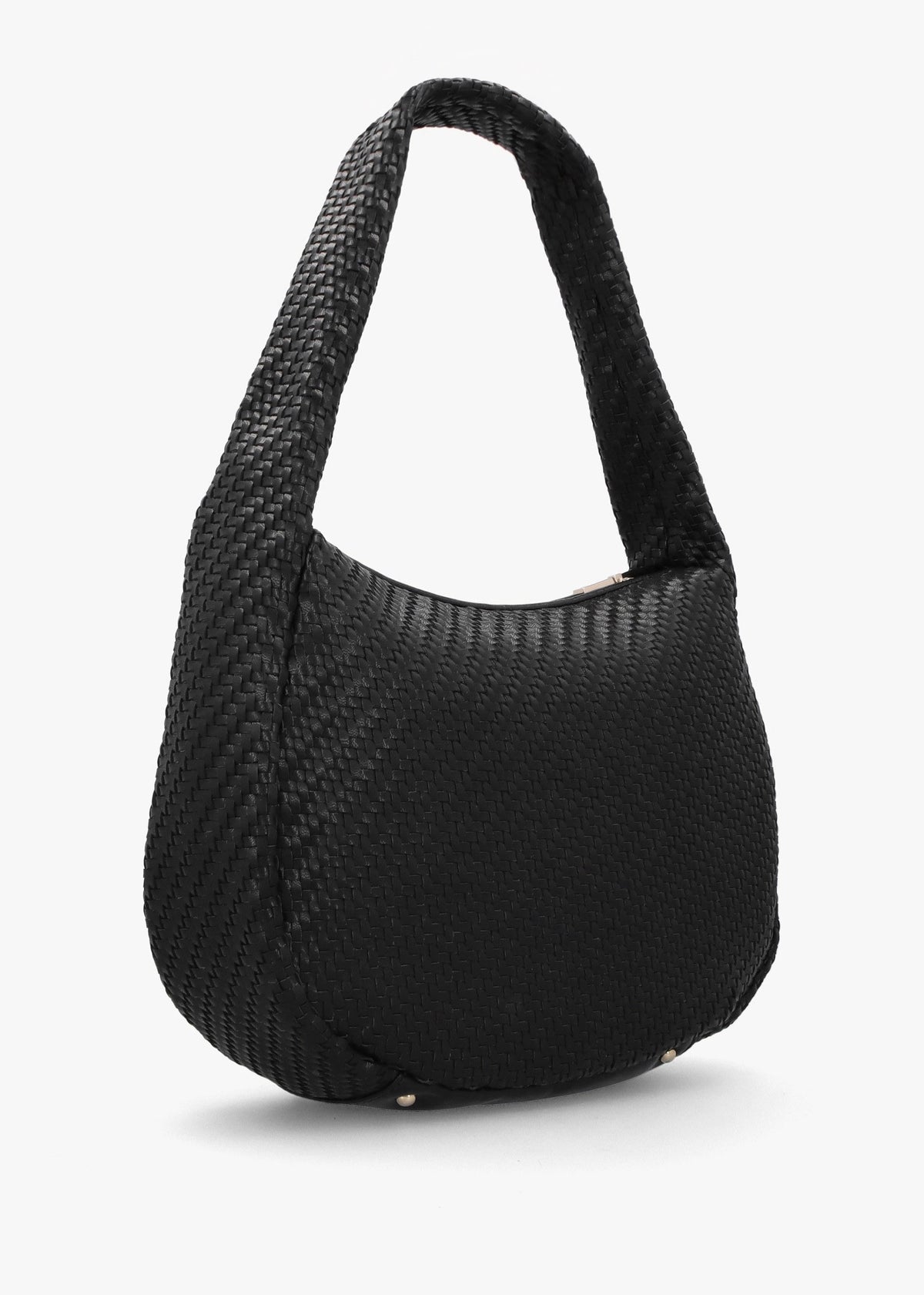 Francy Woven Black Hobo Bag