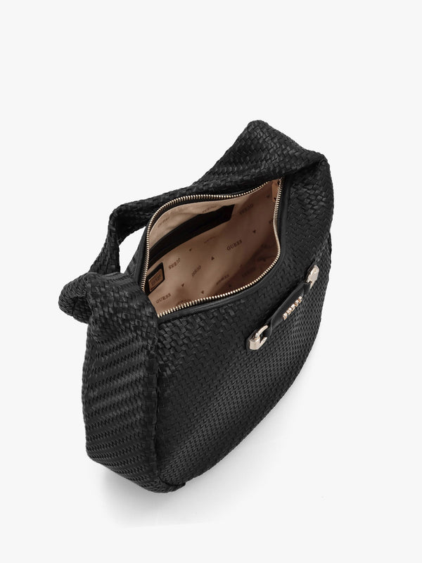 Francy Woven Black Hobo Bag