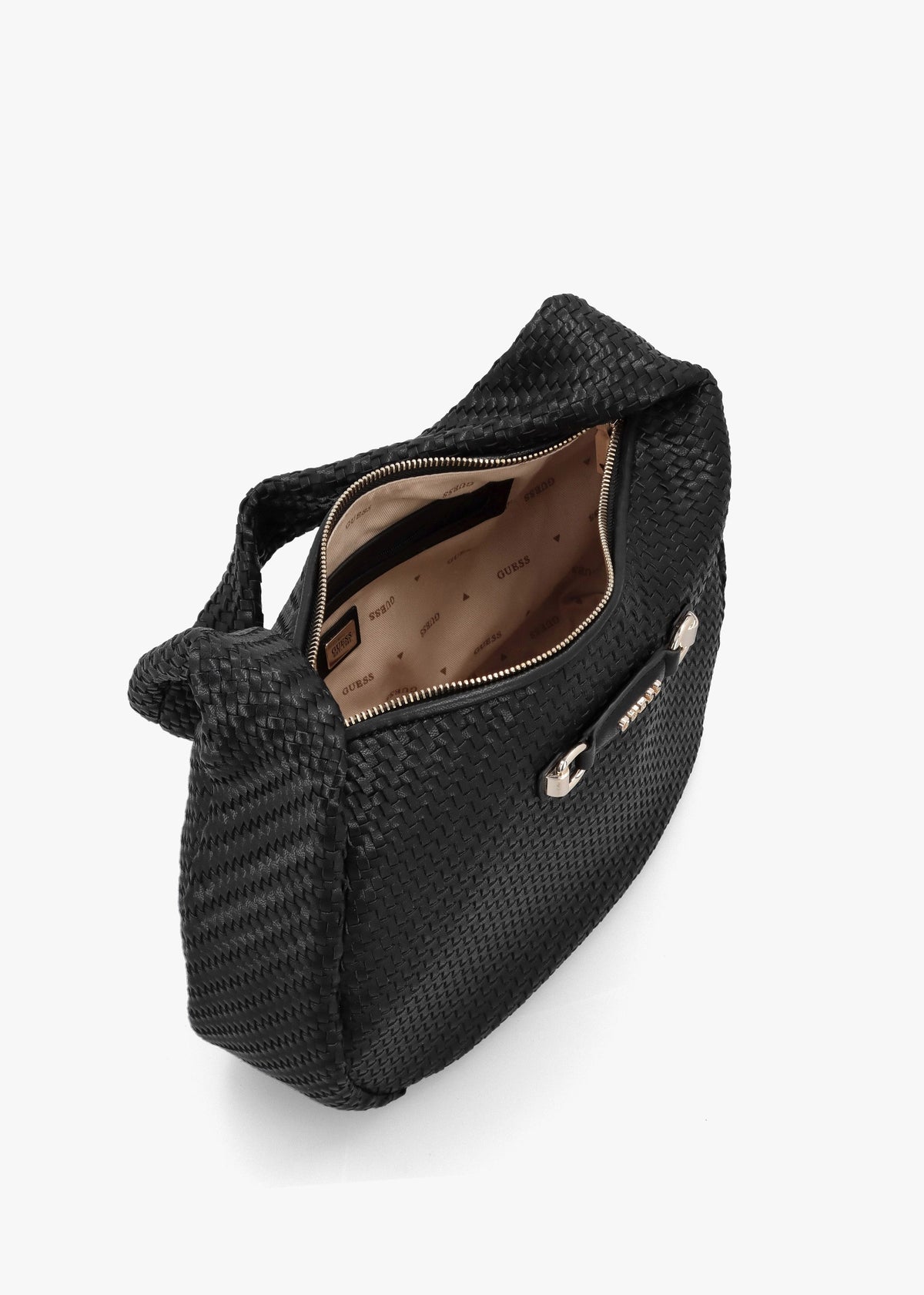 Francy Woven Black Hobo Bag