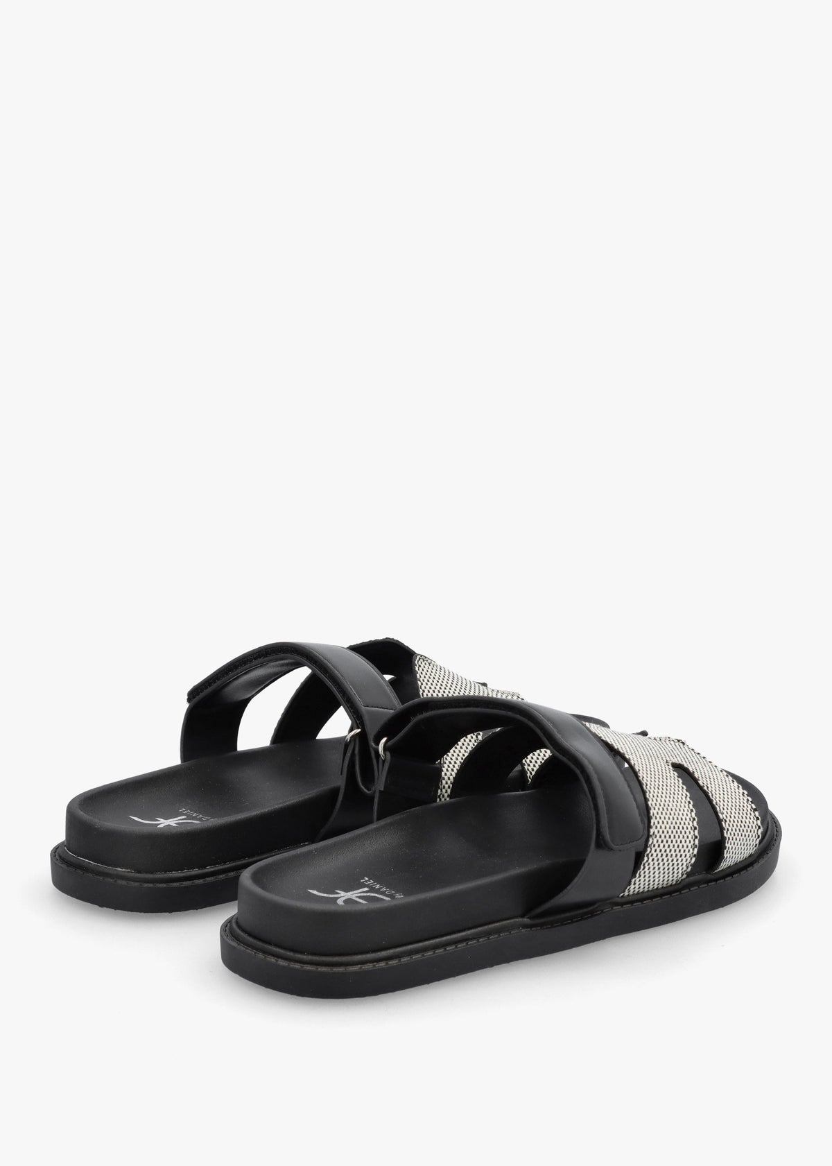 Yemmy Black & White H Bar Flat Mules