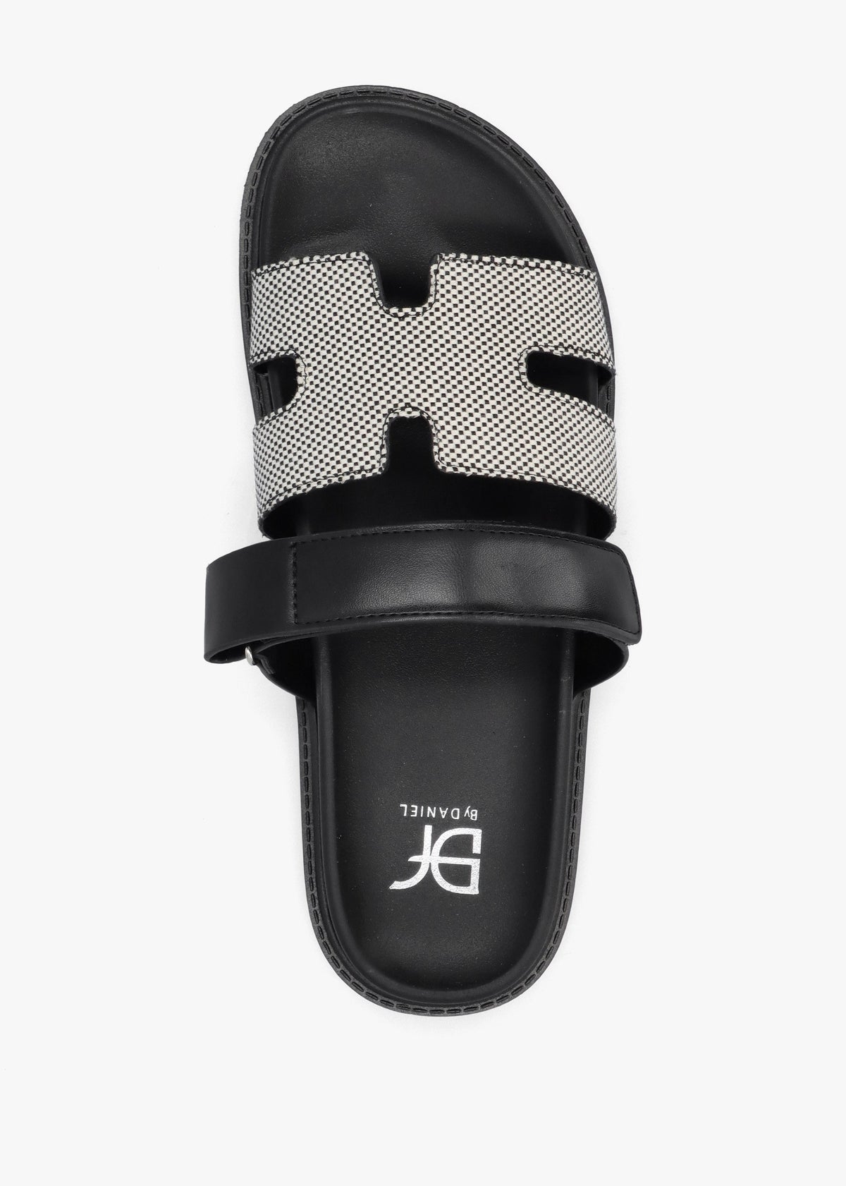 Yemmy Black & White H Bar Flat Mules