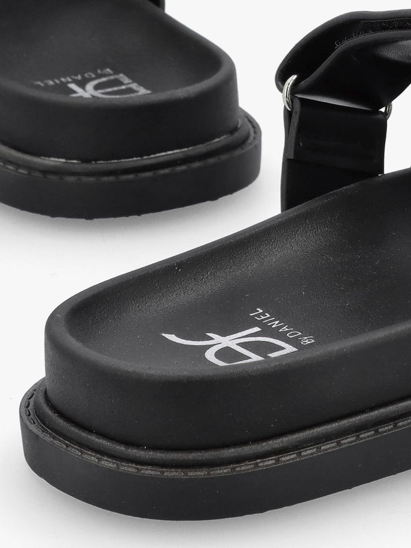 Yemmy Black & White H Bar Flat Mules
