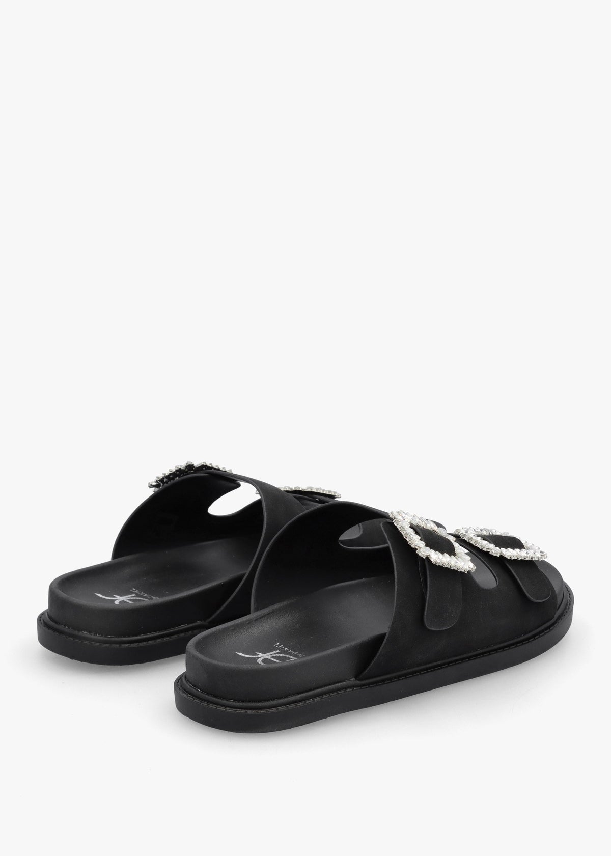 Yazzy Black Suedette Jewel Buckle Mule