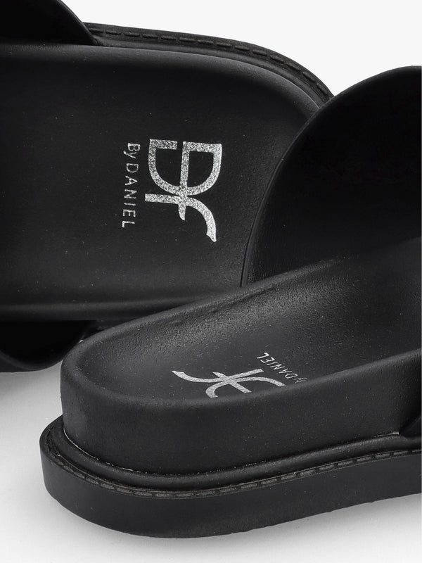 Yazzy Black Suedette Jewel Buckle Mule