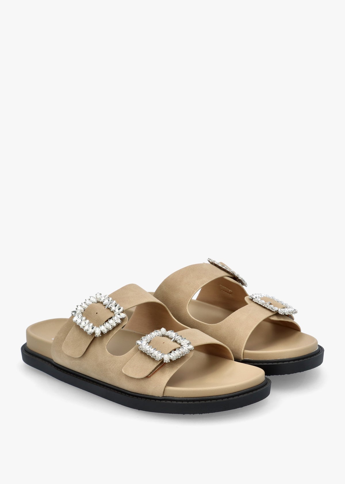 Yazzy Taupe Suedette Jewel Buckle Mule