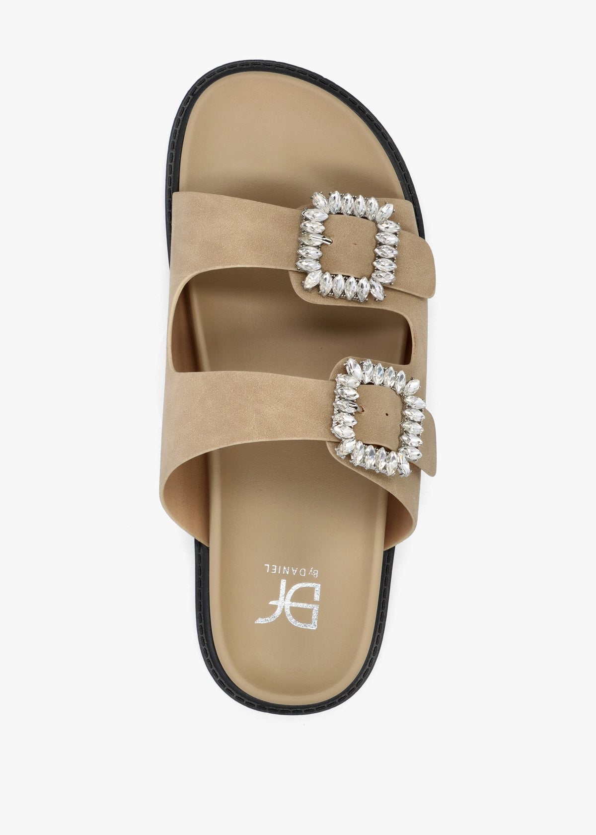 Yazzy Taupe Suedette Jewel Buckle Mule