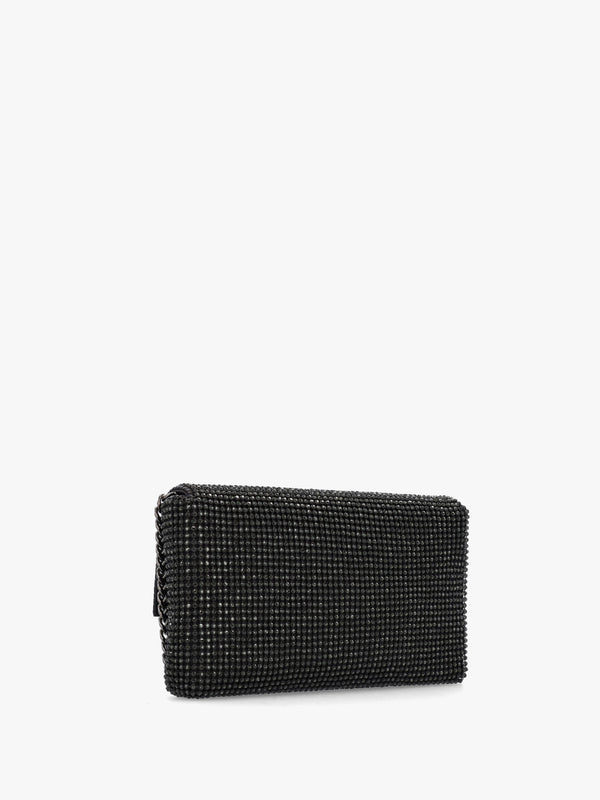 Zalina Diamante Black Flap Over Bag
