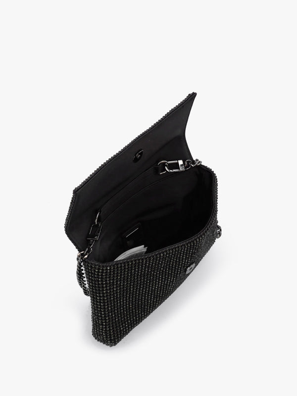 Zalina Diamante Black Flap Over Bag