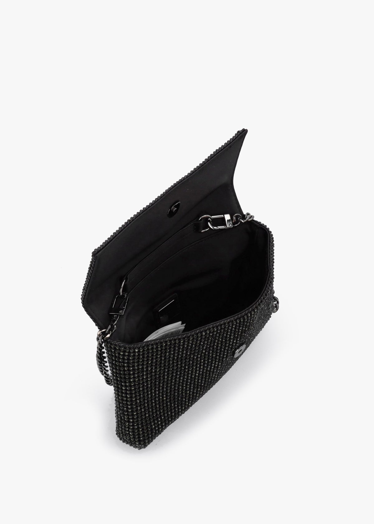 Zalina Diamante Black Flap Over Bag