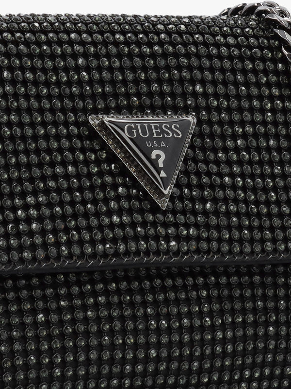 Zalina Diamante Black Flap Over Bag