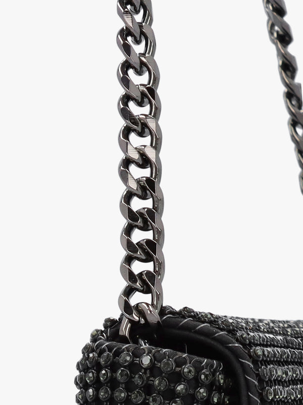 Zalina Diamante Black Flap Over Bag