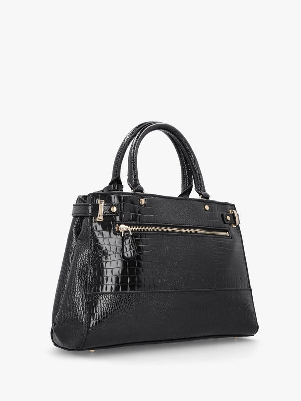 Silvye Luxury Black Moc Croc Satchel Bag