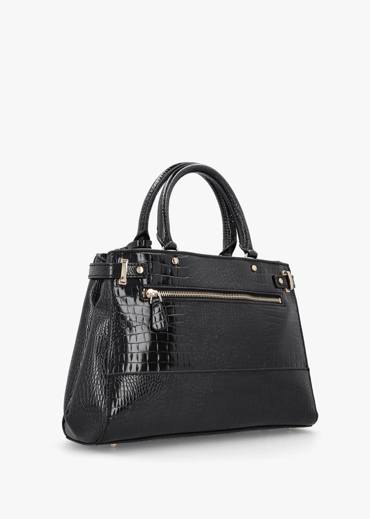Silvye Luxury Black Moc Croc Satchel Bag