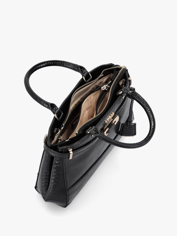 Silvye Luxury Black Moc Croc Satchel Bag