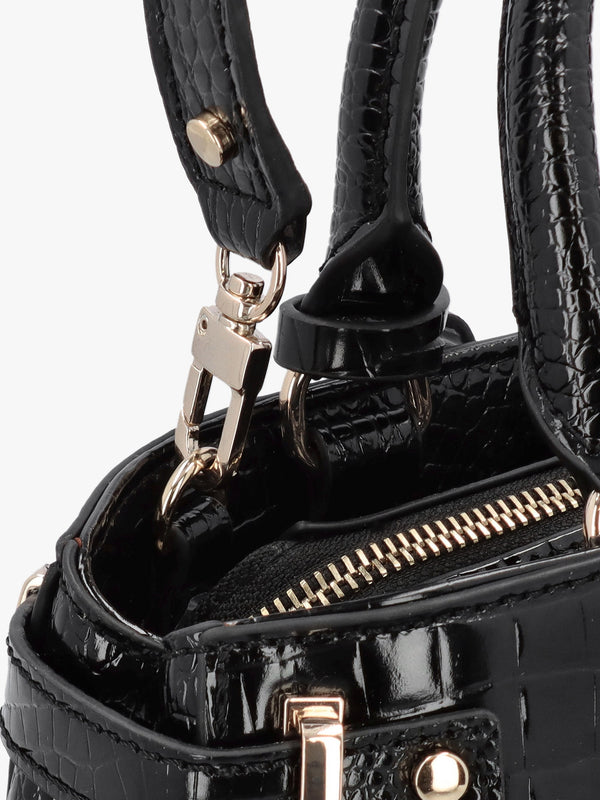 Silvye Luxury Black Moc Croc Satchel Bag