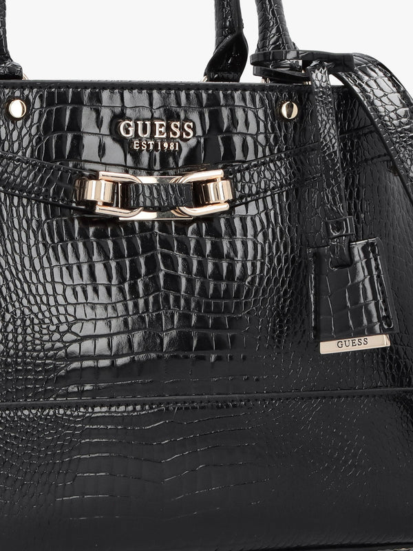 Silvye Luxury Black Moc Croc Satchel Bag