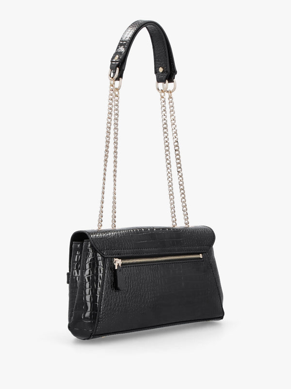 Silvye Black Moc Croc Shoulder Bag