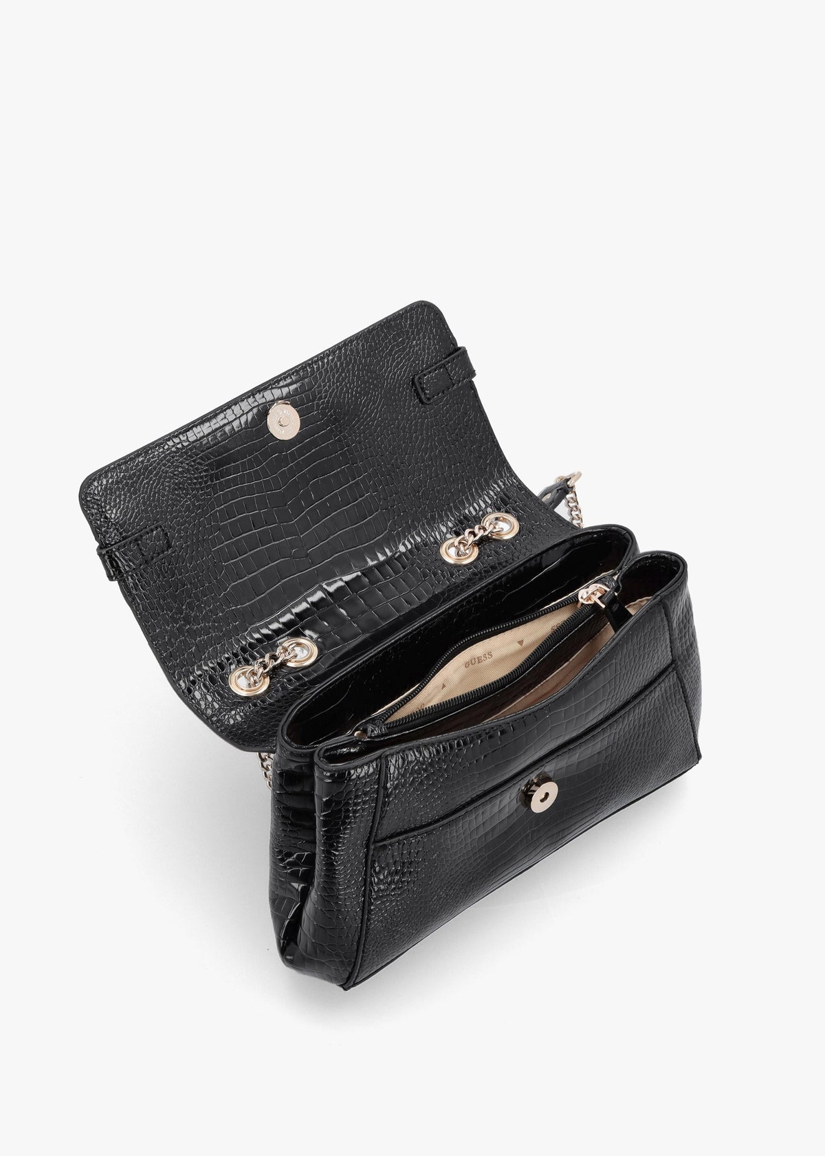 Silvye Black Moc Croc Shoulder Bag