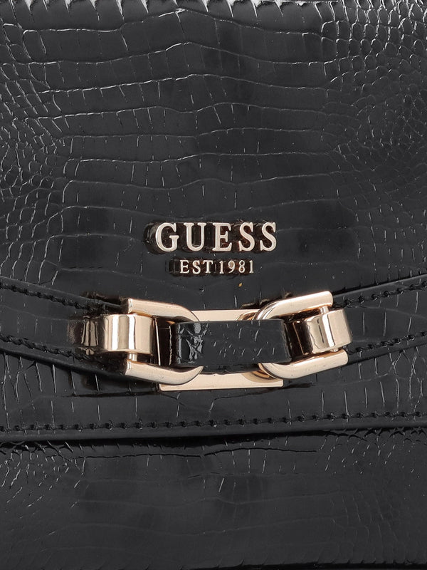 Silvye Black Moc Croc Shoulder Bag