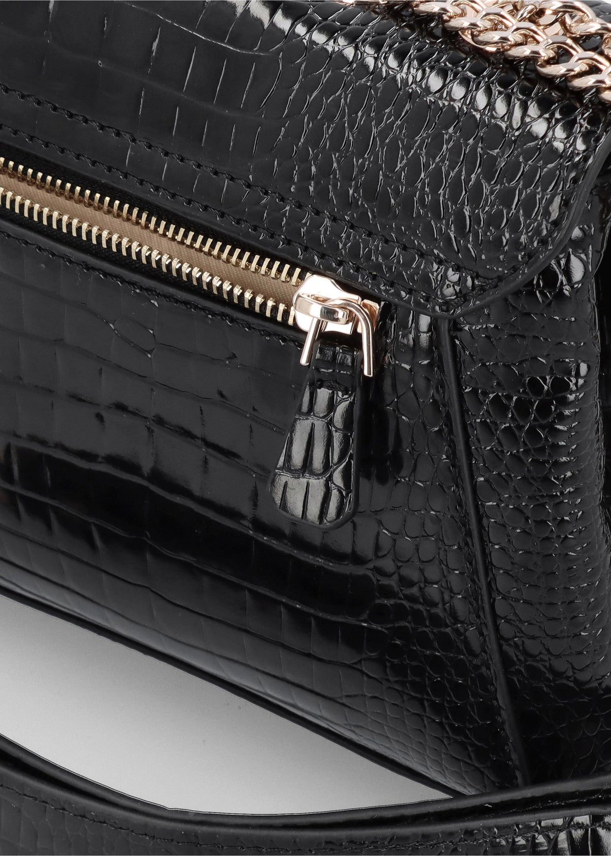 Silvye Black Moc Croc Shoulder Bag